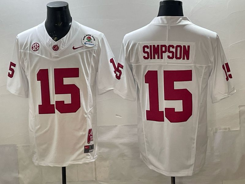 Men Alabama Crimson Tide #15 Simpson White Nike 2026 NCAA Jersey 01